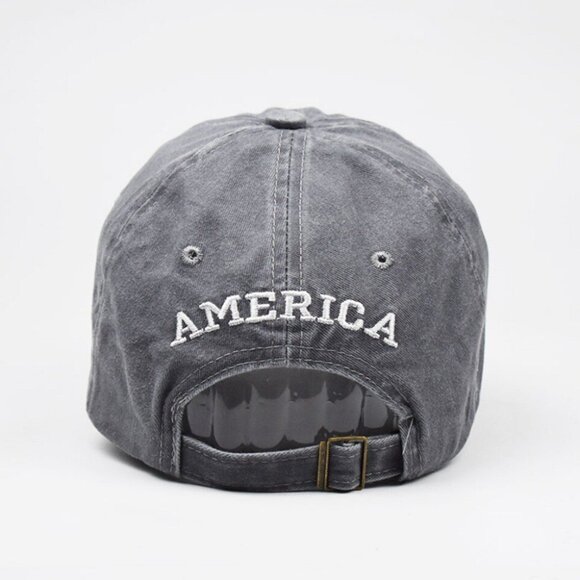 Grey American Flag USA Baseball Cap - Tactical Army Cotton Casual Hat -Patriotic - Picture 5 of 5